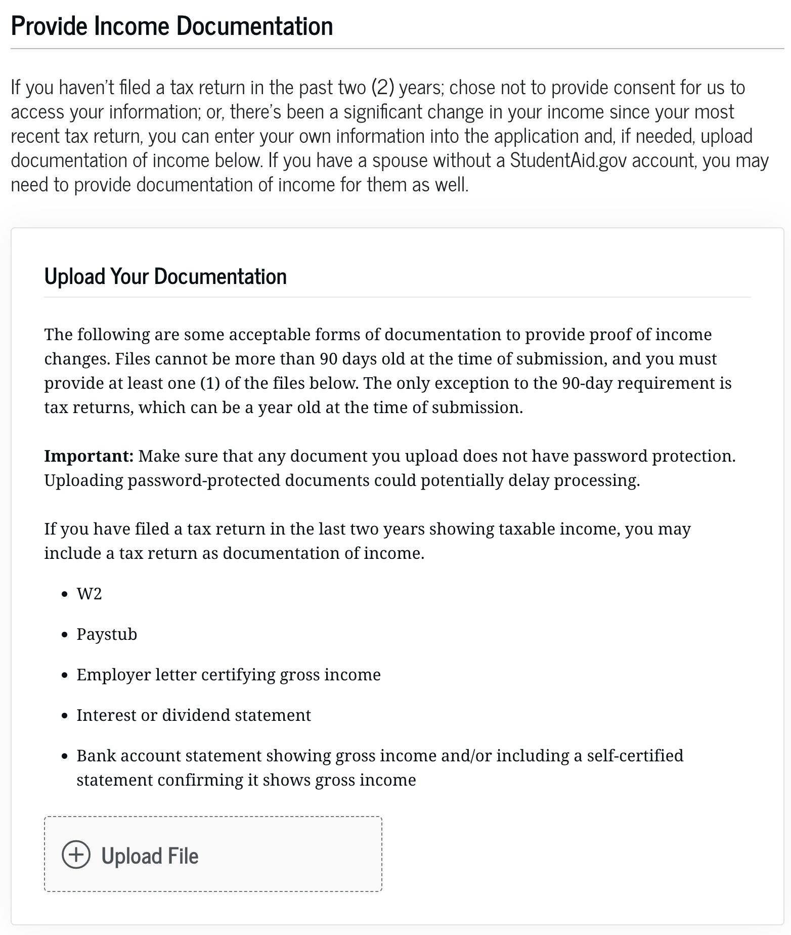 Provide Income Documentation | Source: StudentAid
