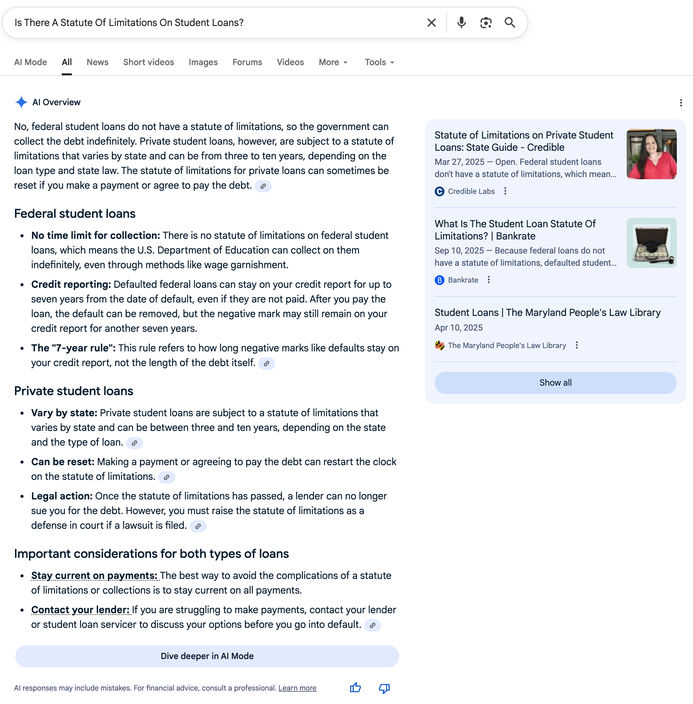 Statute of Limitations | Screenshot by The College Investor