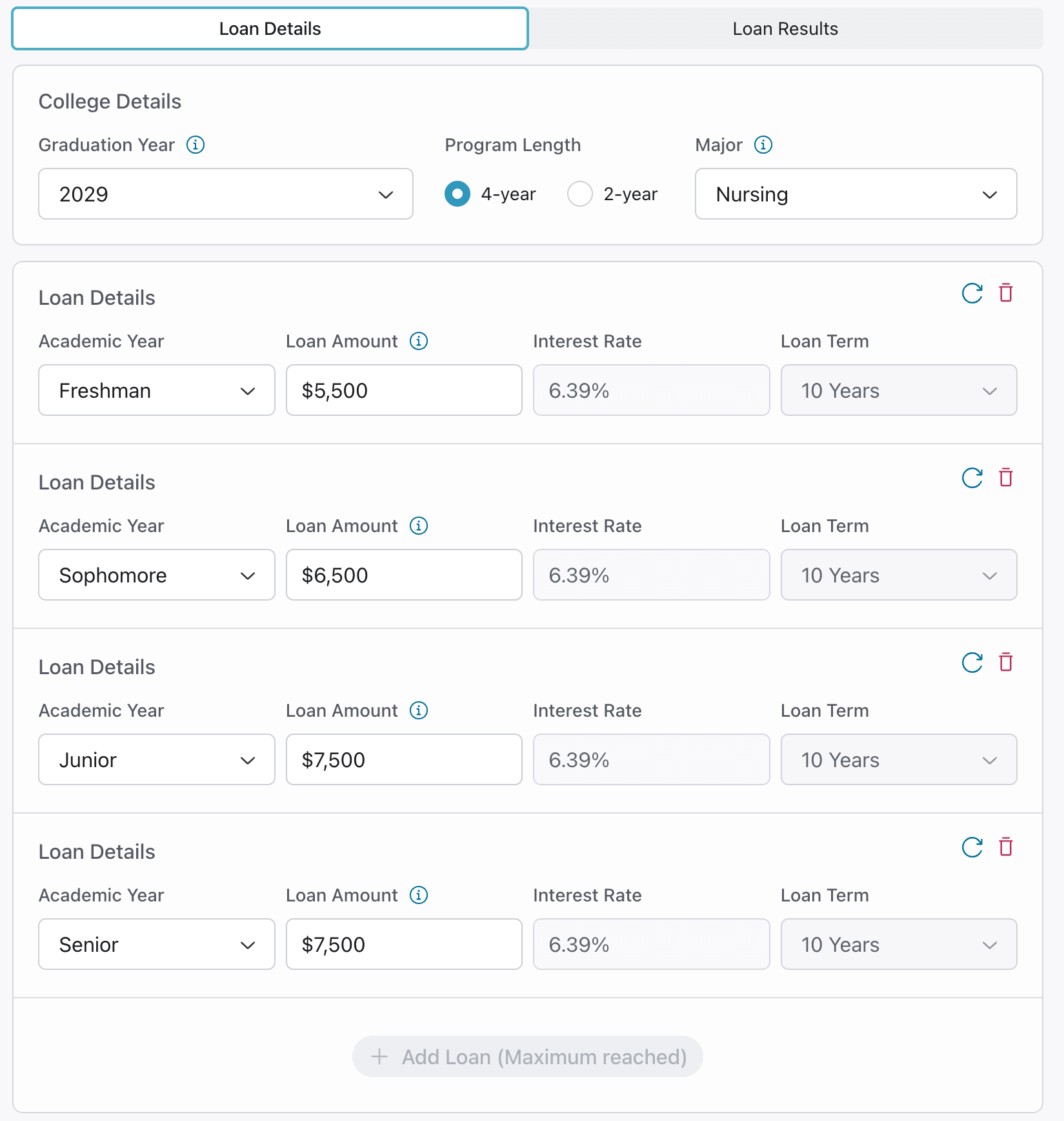 Student Loan Details on How Much Debt Can I Afford Calculator