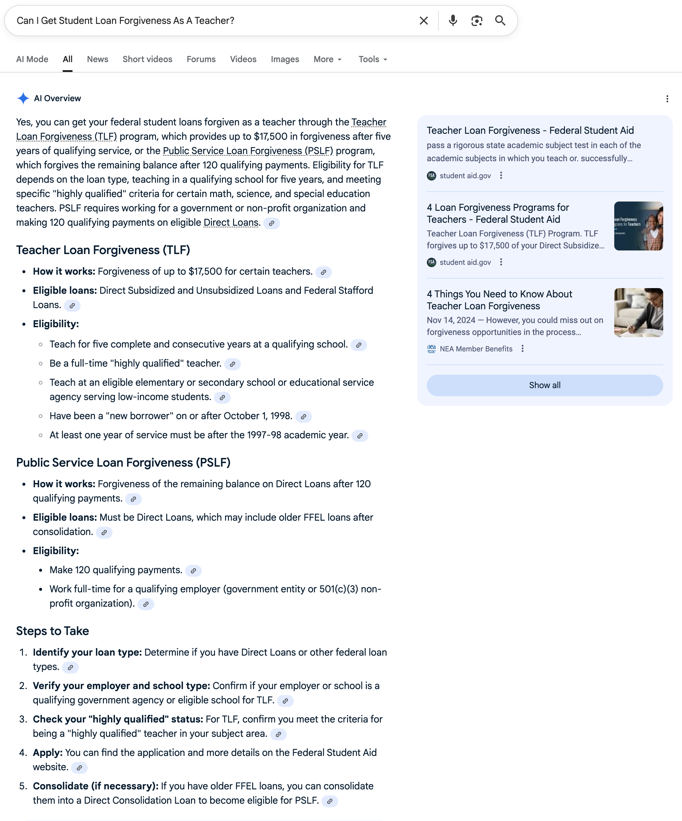 Teacher Loan Forgiveness | Screenshot by The College Investor
