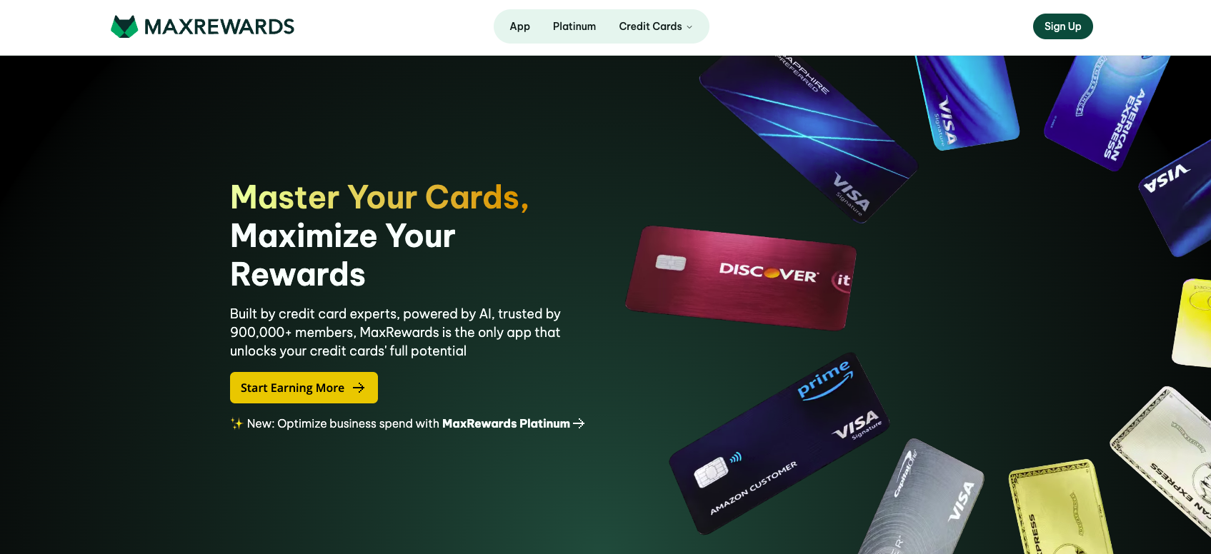 MaxRewards homepage screenshot