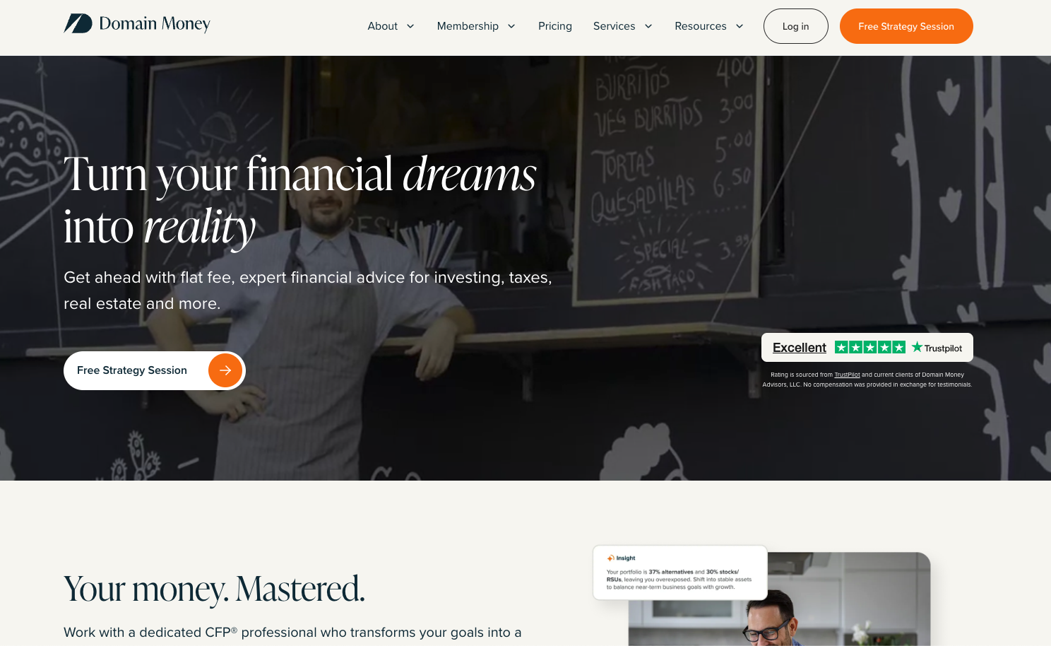 Domain Money homepage screenshot Domain Money homepage screenshot