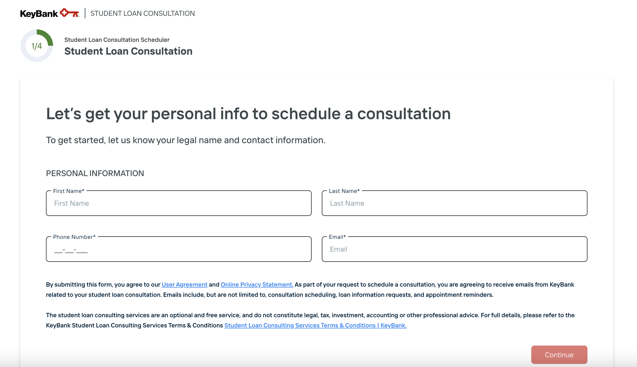KeyBank online contact form