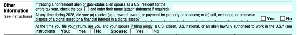 Draft 1040 Citizenship Questions