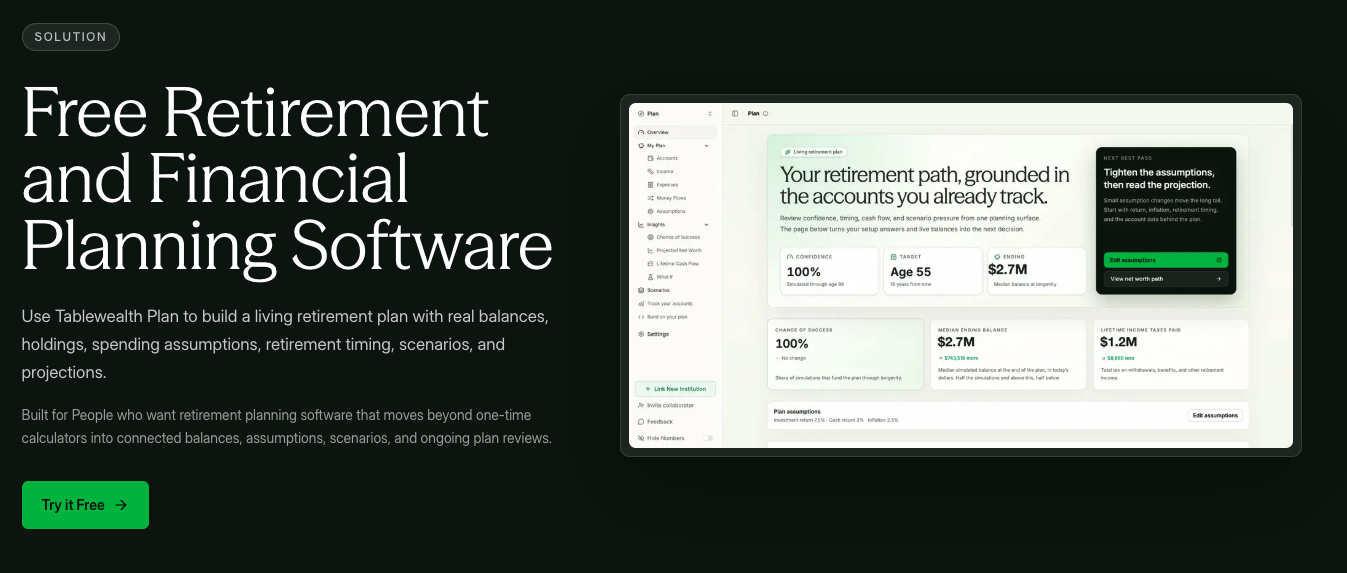 Tablewealth Retirement Planning screenshot