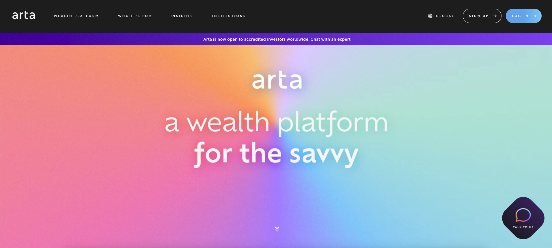 Arta Finance - homepage screenshot